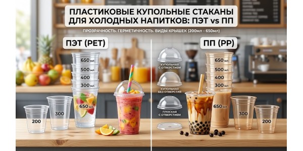 Пластиковые купольные стаканы: идеальное решение для холодного кофе, смузи и баббл-ти